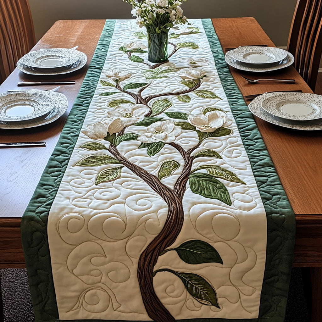 Amazing Blooming Grace Quilted Table Runner Elegant Dining Table Runner Last Minute Mothers Day