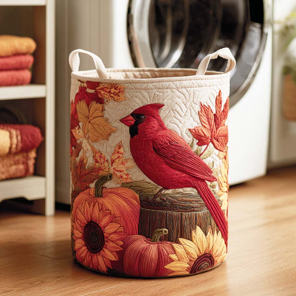 Amber Cardinal Quilted Laundry Basket Modern Clothes Hamper Cardinal Themed Gifts