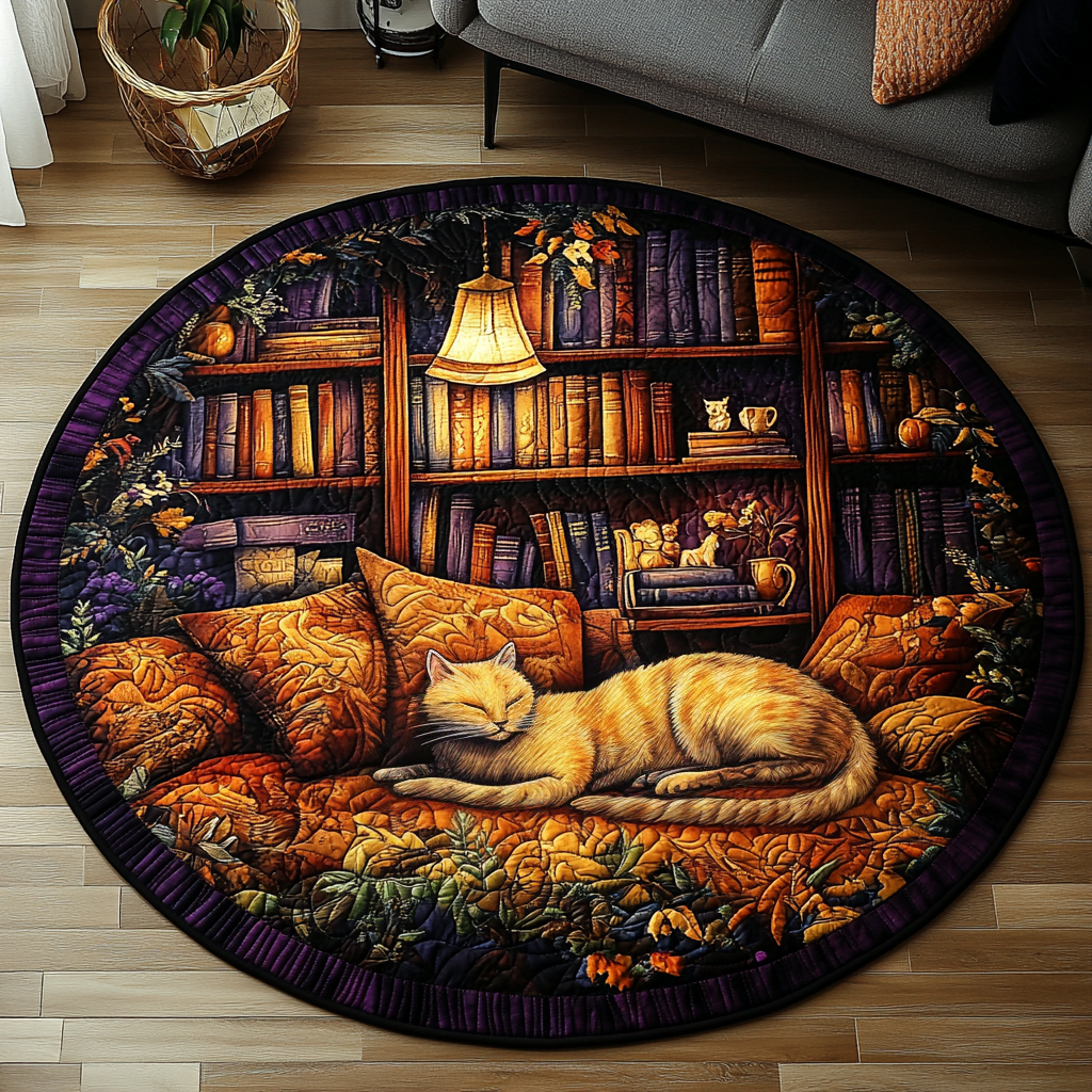Amber Cozy Retreat Quilted Round Mat Living Room Decor Ideas Gifts For Readers