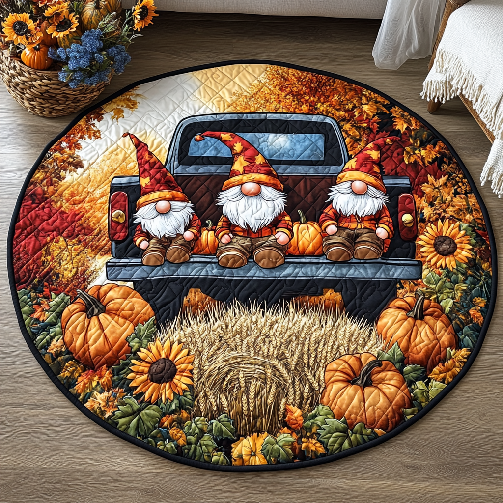 Amber Fall Quilted Round Mat Round Carpet Mats Gift Ideas For Fall