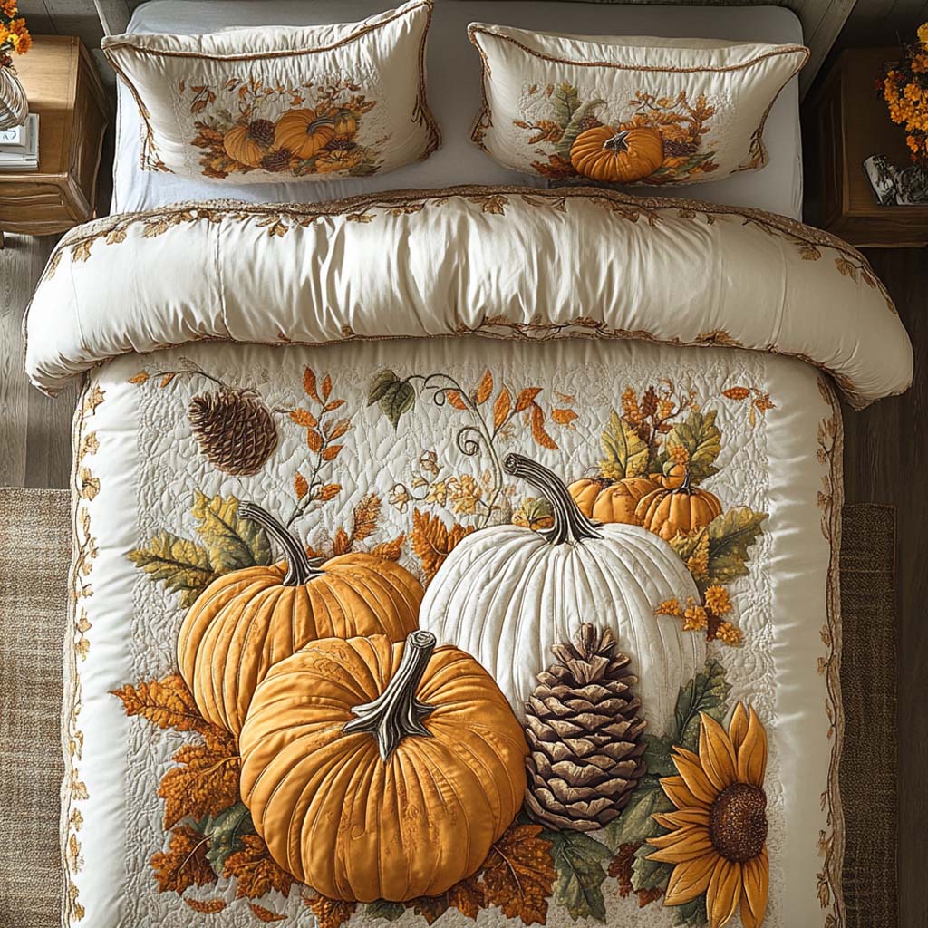 Amber Harvest Days Quilted Bedding Set Cute Bed Sets For Teens Father's Day Gifts