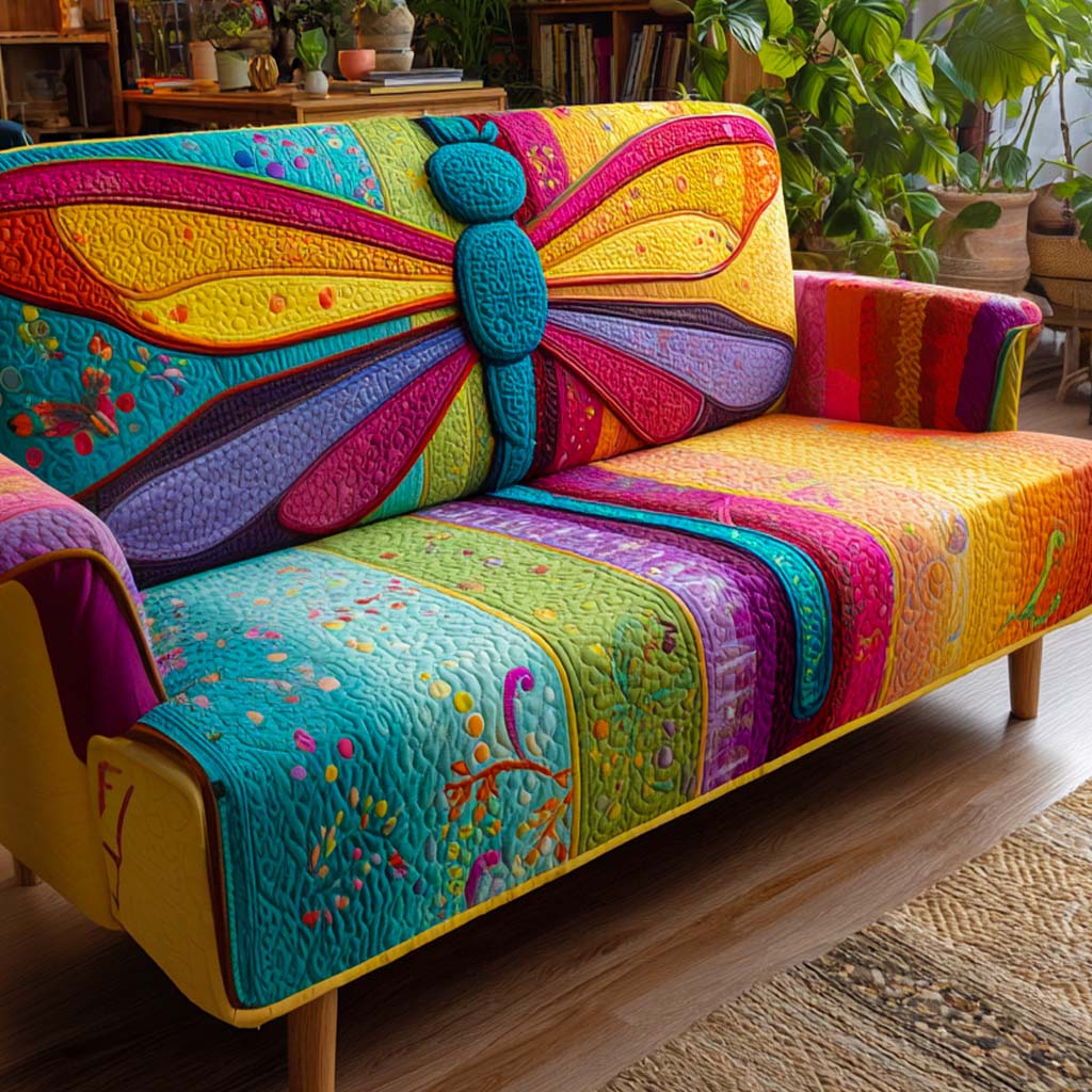 Amber Horizon Flight Quilted Sofa Cover Sofa Blanket Cover Dragonfly Themed Gifts