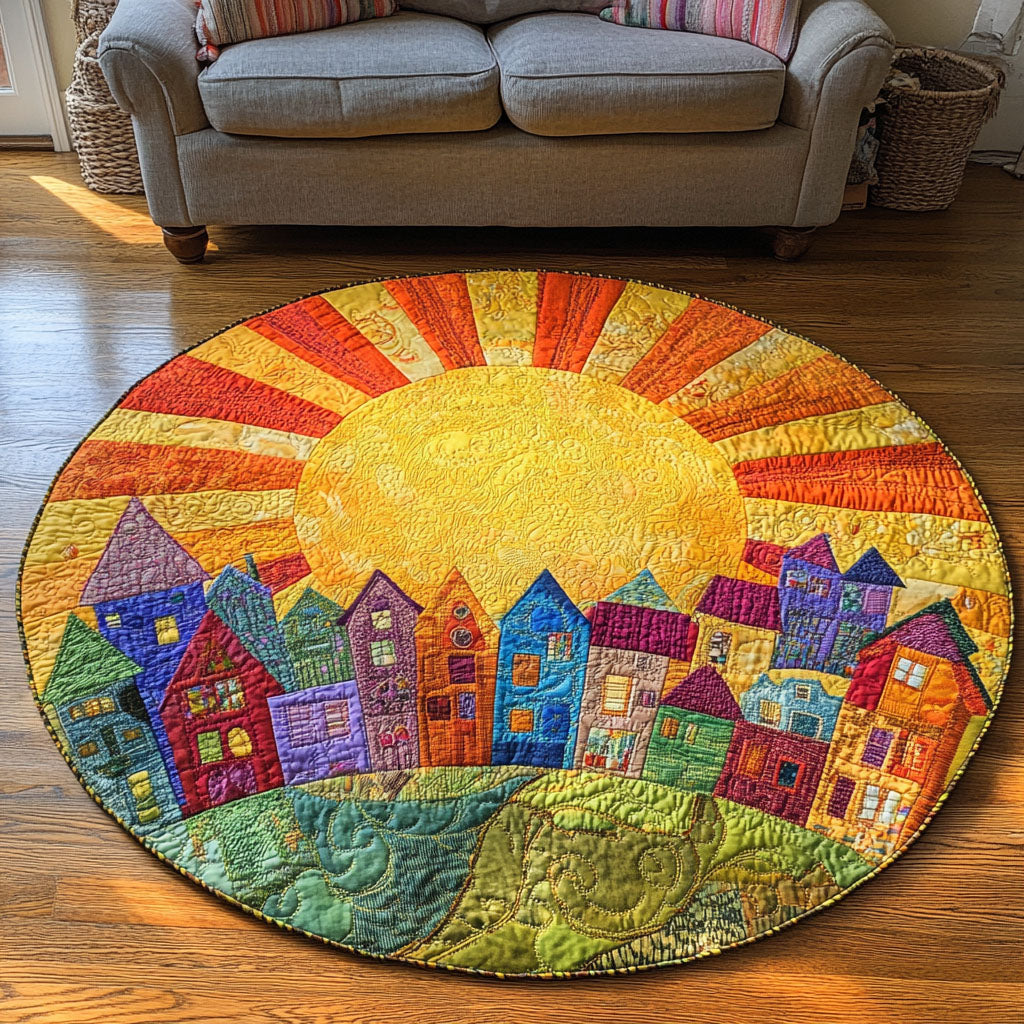 Amber Horizon Quilted Round Mat Round Carpet Rugs For Sale Unique Father's Day Gifts