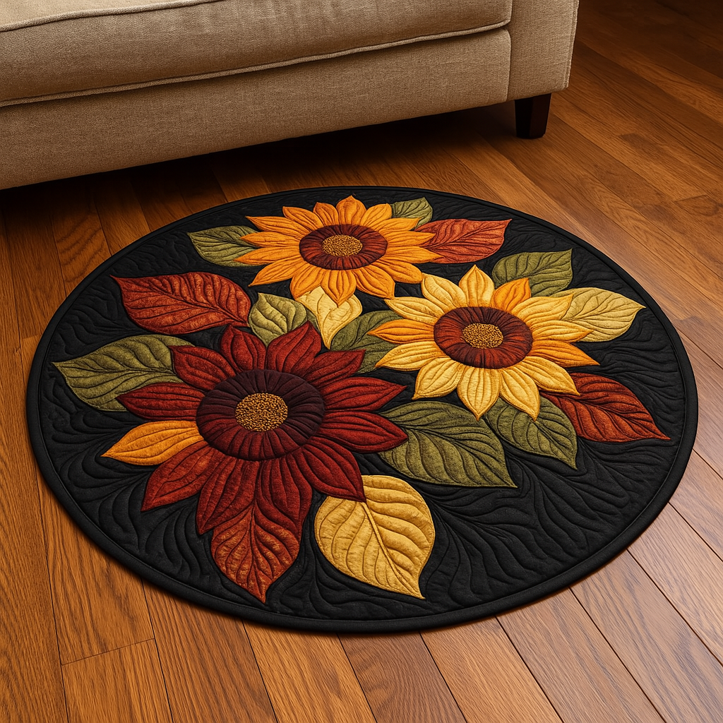 Amber Sun Quilted Round Mat Modern Living Room Gifts For Mom