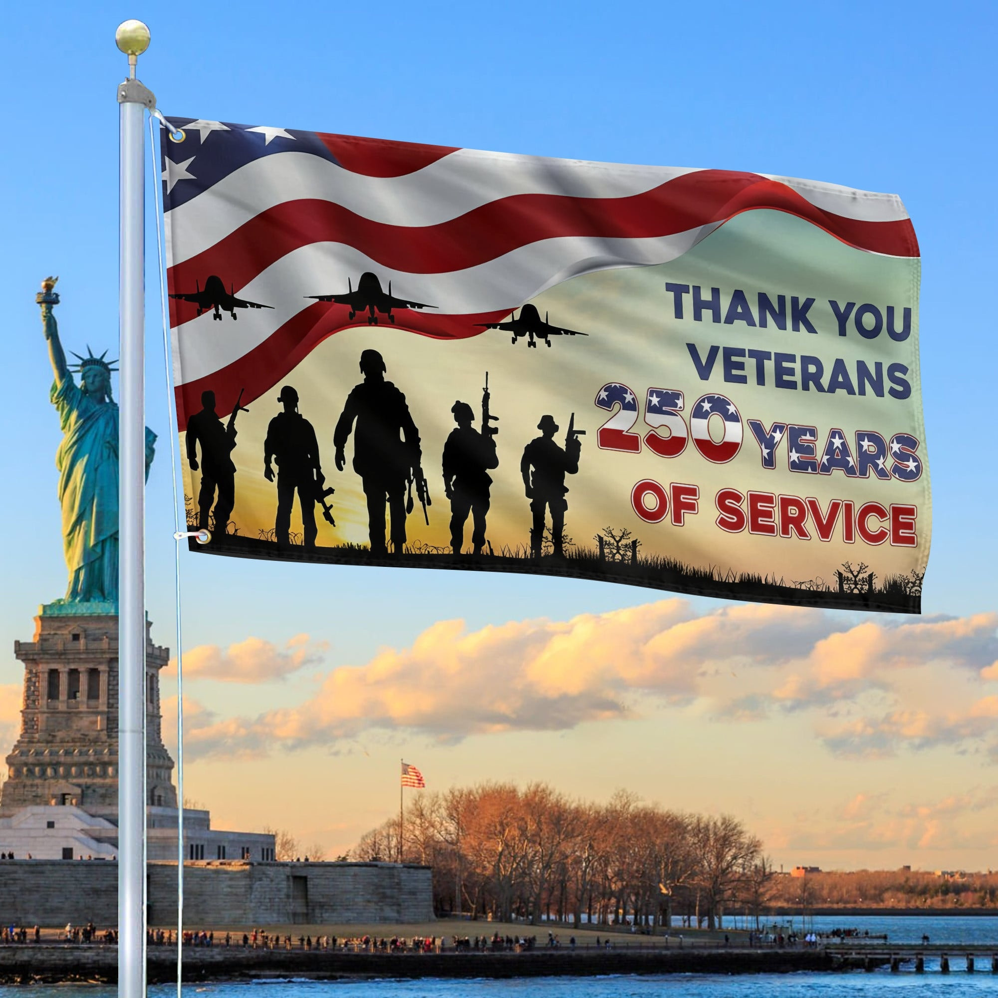 America 250 Years Anniversary Flag Thank You Veteran 250 Years Of Service Flag Veteran Gifts
