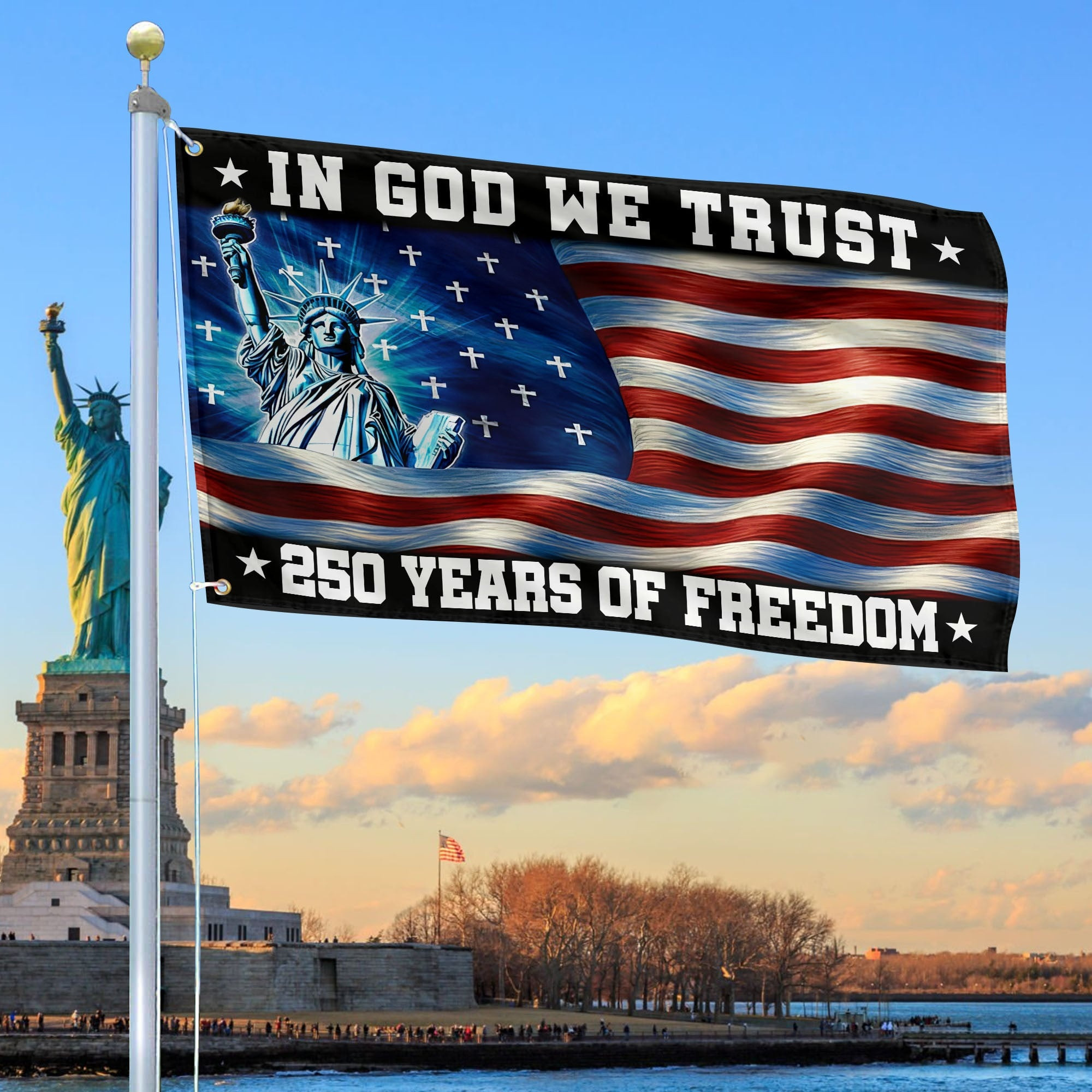 America 250 Years Of Freedom Flag In God We Trust USA Flag Patriotic Home Decor For 4th Of July