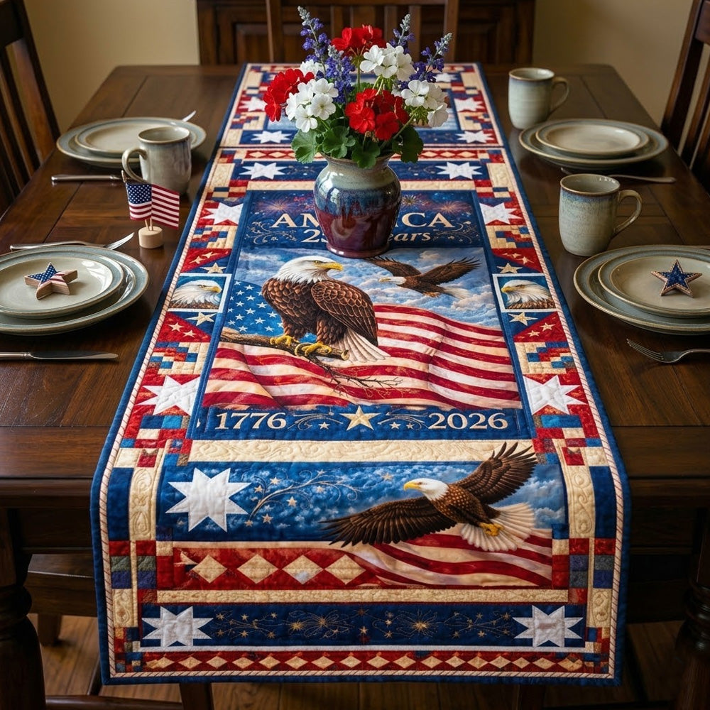 America Anniversary Quilted Table Runner 4th Of July Centerpieces Patriotic Gifts For Her