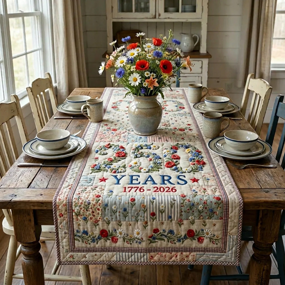 America Anniversary Quilted Table Runner Fourth Of July Table Decoration Ideas Patriots Gifts For Dad