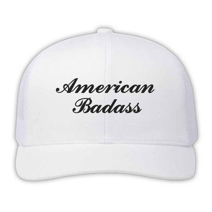American Badass Hat Trucker Cap Rock Kid White American Bad Ass Trucker Hat