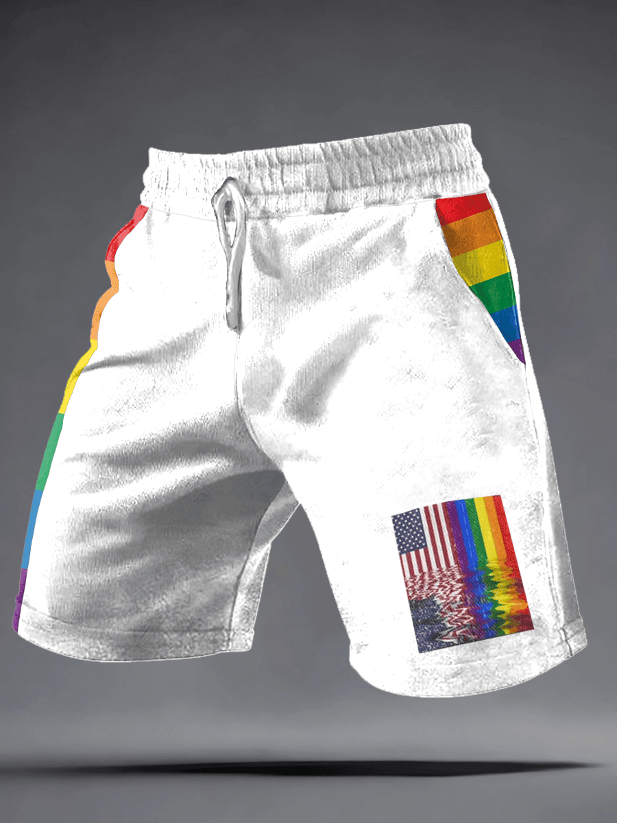 American Flag Rainbow Athletic Shorts Patriotic Spirit Pride Merch Meaningful LGBT Gift
