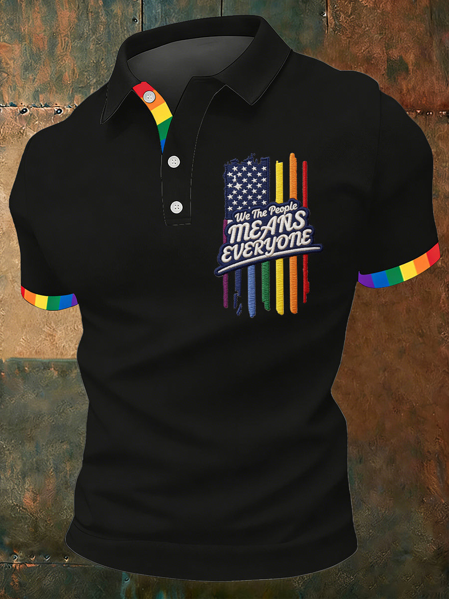 American Flag Rainbow Polo Shirt We The People Pride Merch Best Gift For Patriots