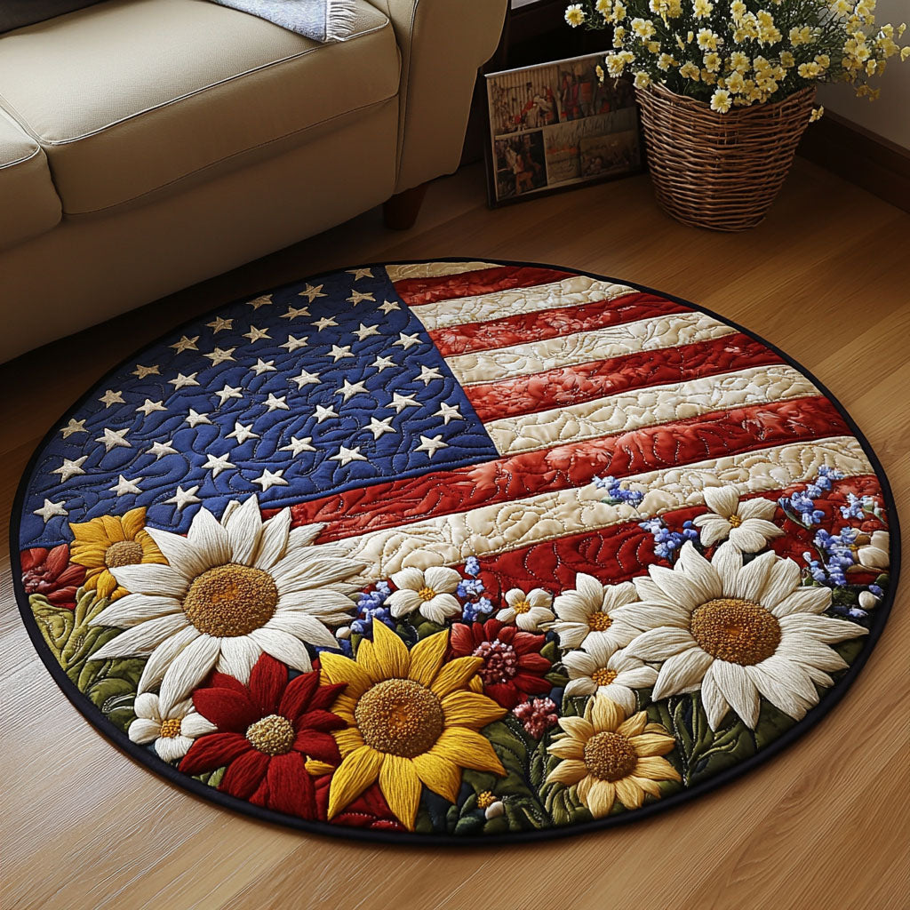 American Floral Quilted Round Mat Living Rooms Ideas Patriotic Gift Ideas