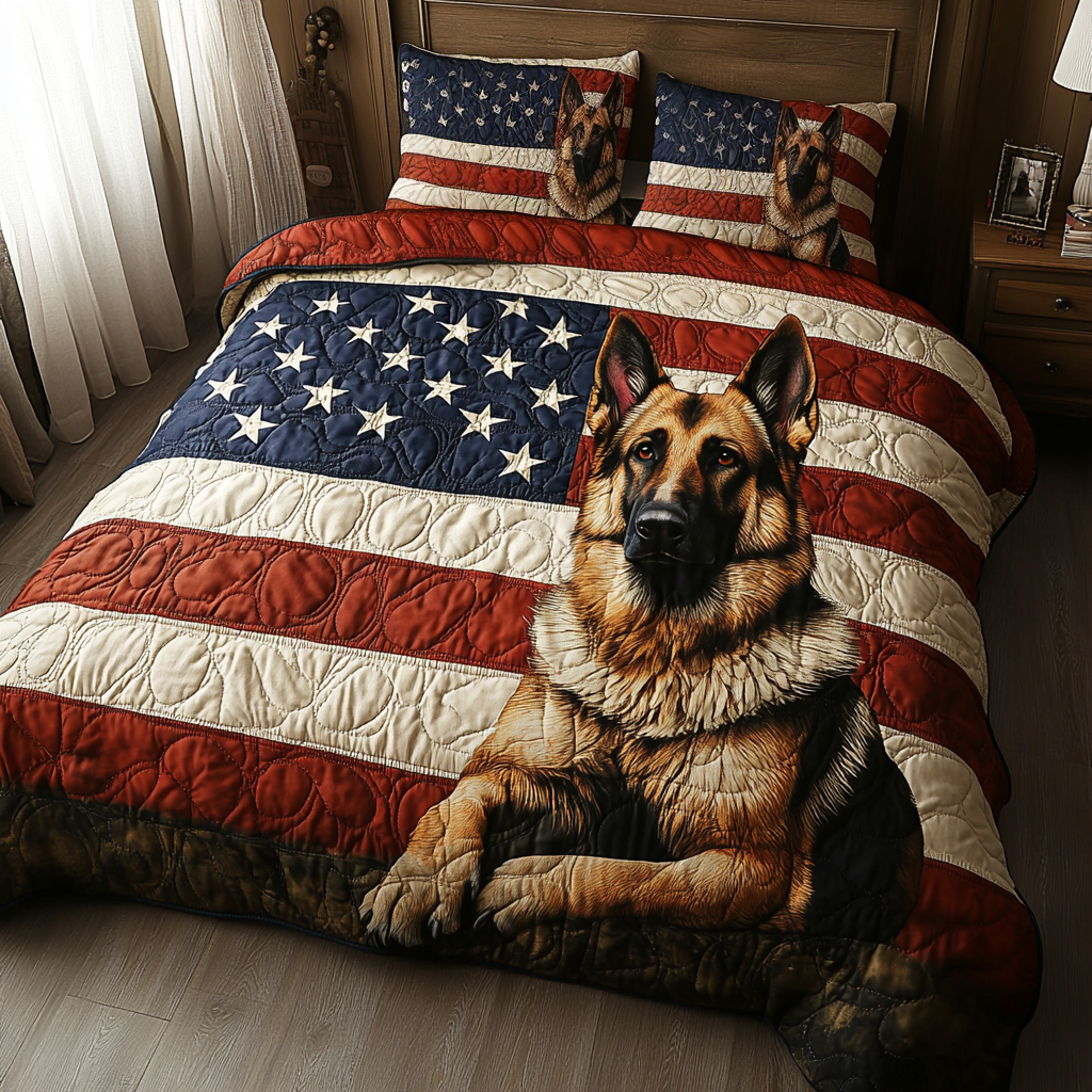 American Shepherd Quilted Bedding Set Unique Bed Sheet Set Gift Ideas For Dog Lovers