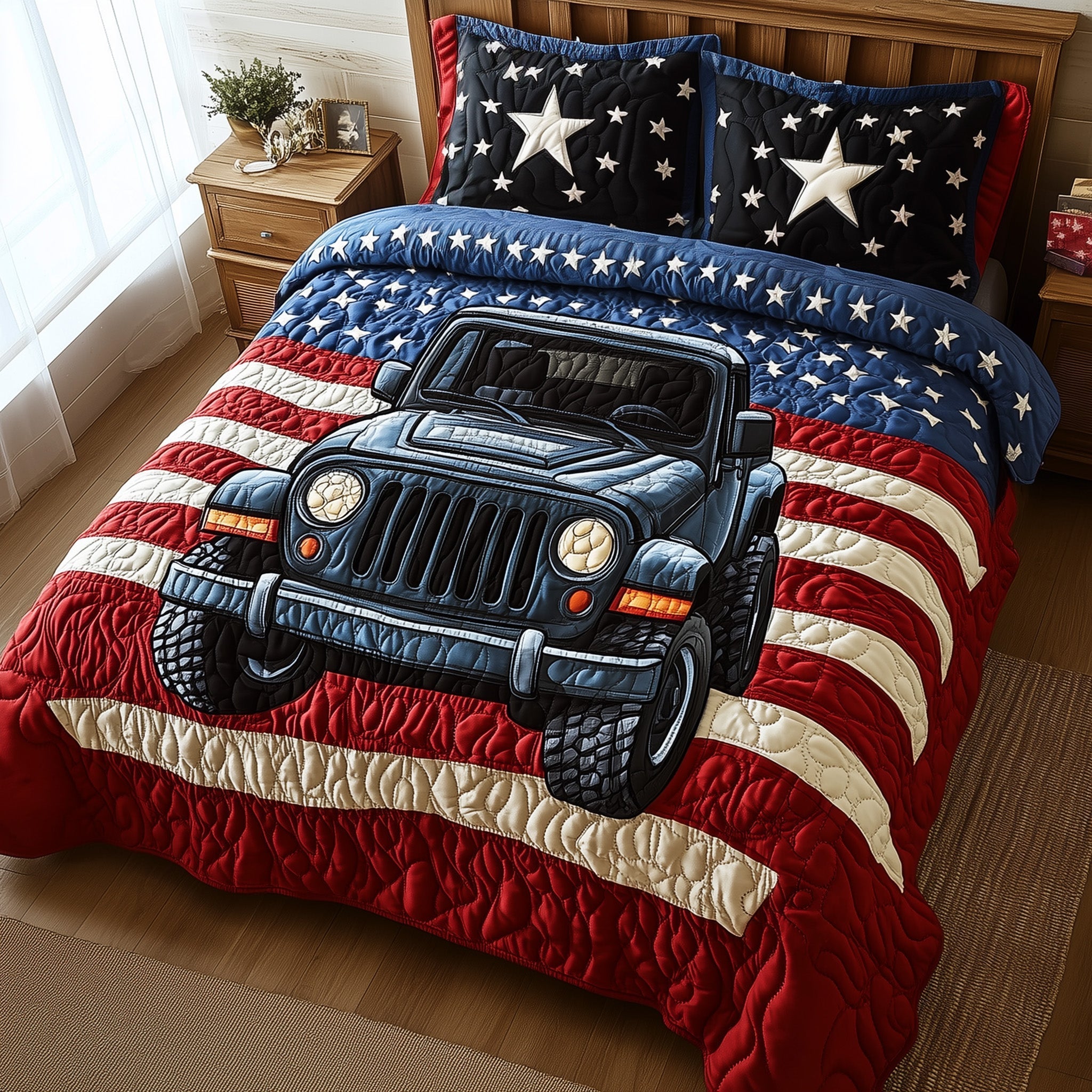 American Steel Quilted Bedding Set Bedroom Decorations Meaningful Gifts For Dad Birthday