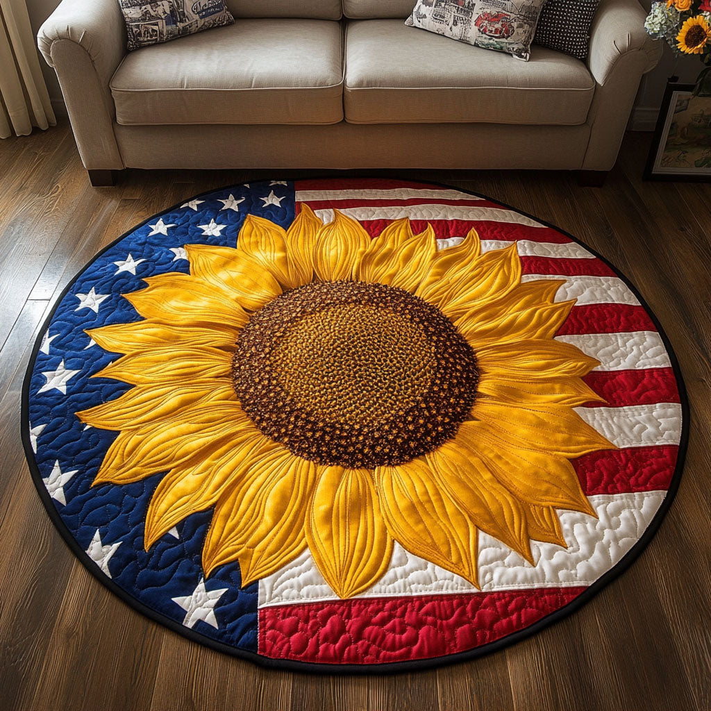 American Sunflower Quilted Round Mat Home Decor Stores Patriotic Gifts For Women