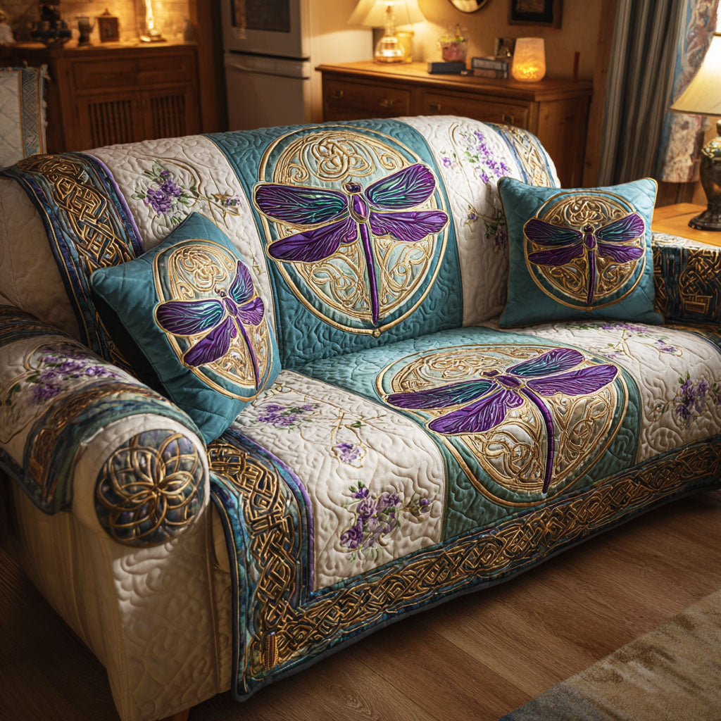 Amethyst Dream Quilted Sofa Cover Best Sofa Slipcovers Dragonfly Gifts For Mom