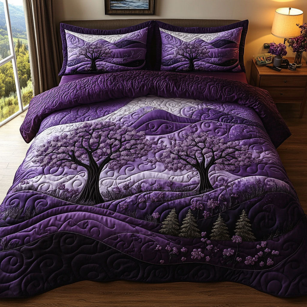 Amethyst Valley Quilted Bedding Set Aesthetic Room Decor Perfect Mother' Day Gifts