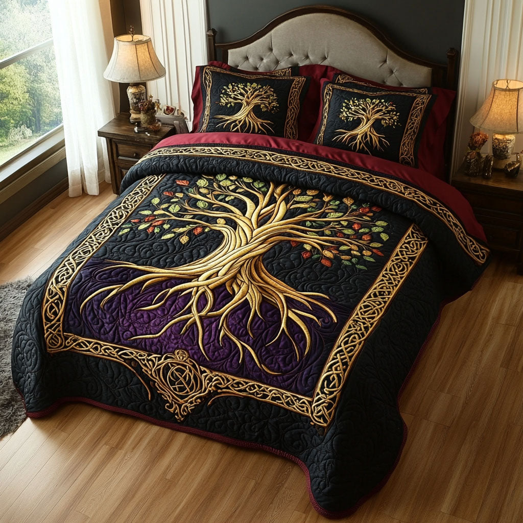 Ancestral Arbor Quilted Bedding Set Cute Bedsheets Tree Of Life Gifts For Her