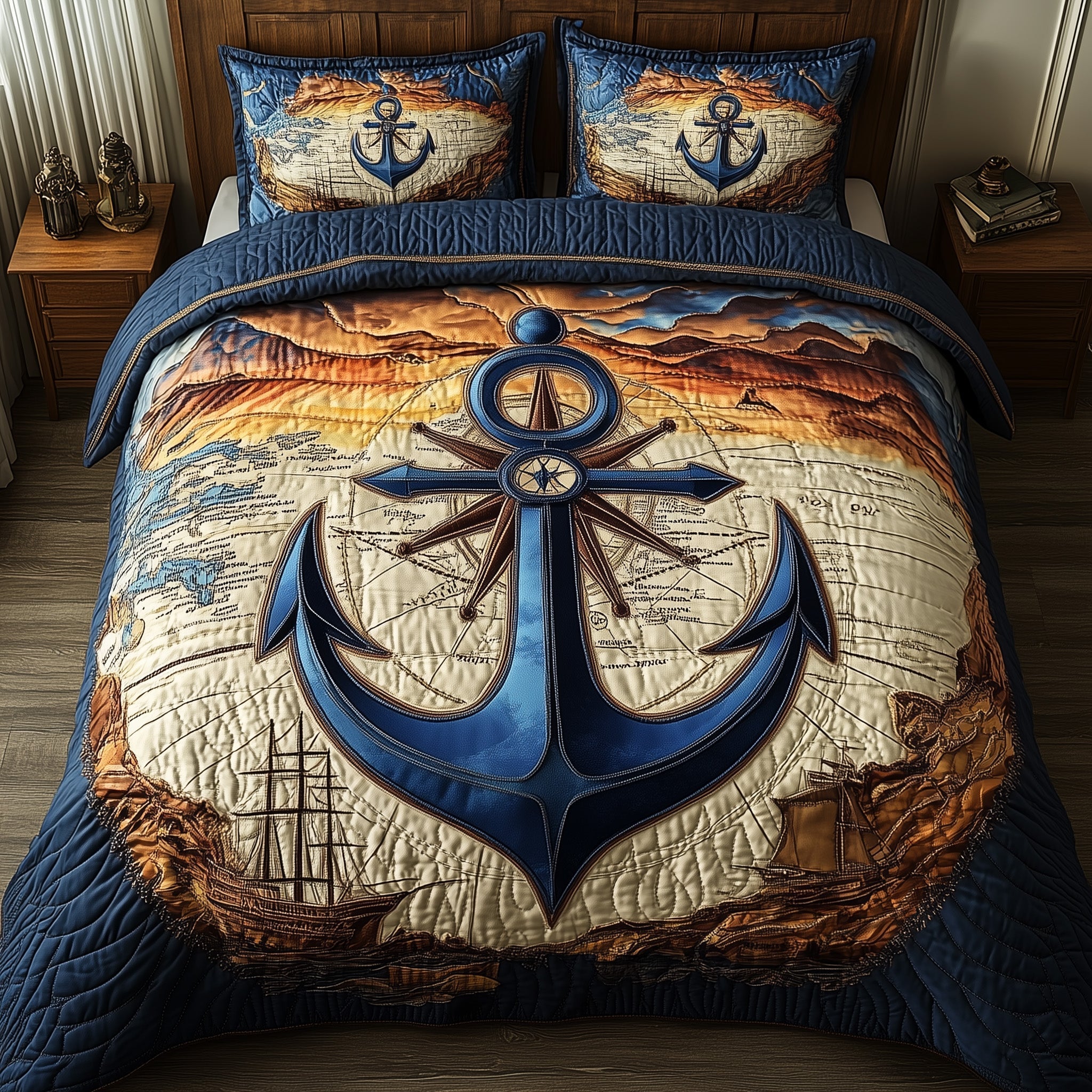 Anchor Life Quilted Bedding Set Comforter Sets Queen Anchor Themed Gifts