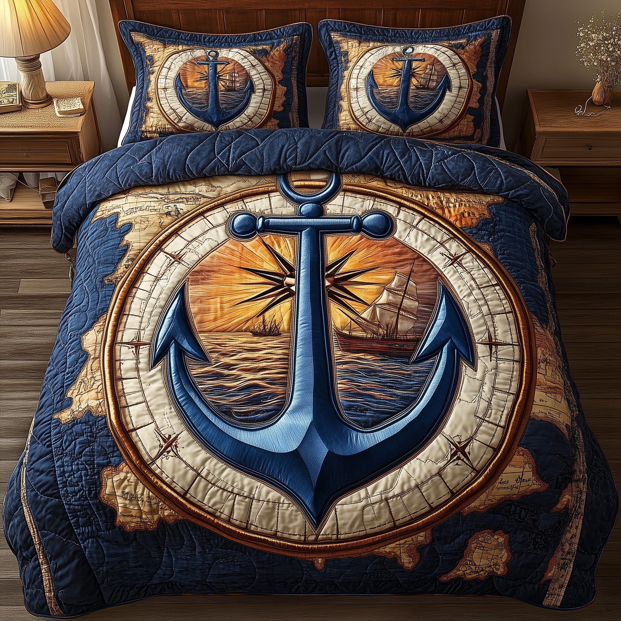 Anchor Life Quilted Bedding Set King Comforter Sets Best Themed Anchor Gifts