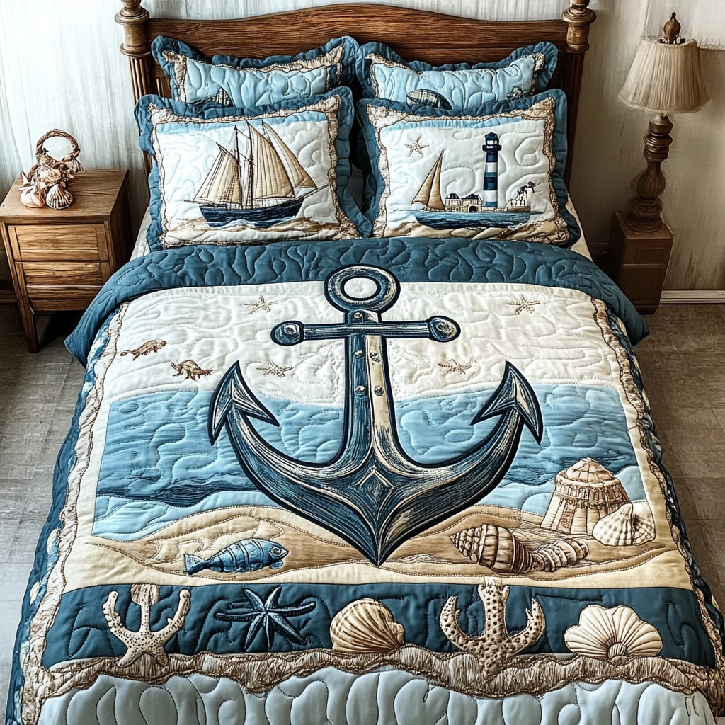 Anchor to the Soul Quilted Bedding Set Best Bedding Comforter Sets Navy Anchor Gifts