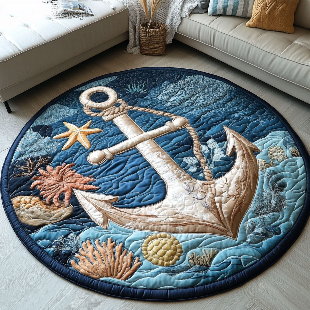 Anchored by the Sea Quilted Round Mat Family Room Furniture Ideas 50Th Birthday Gifts For Men
