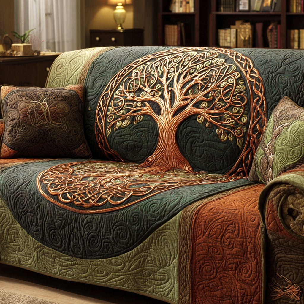 Ancient Bloom Quilted Sofa Cover Living Room Decorations Tree Of Life Gifts Mother'S Day