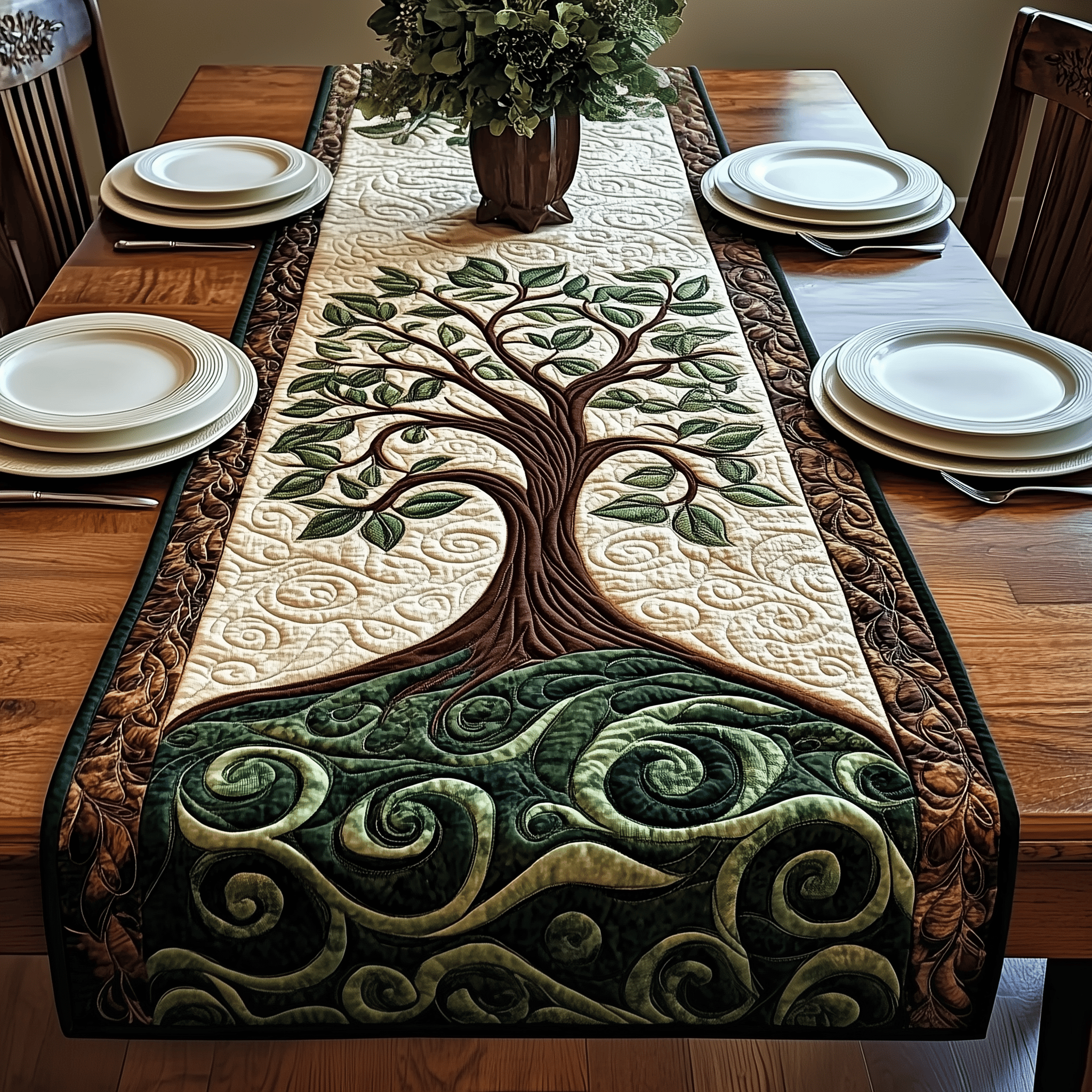 Ancient Celtic Tree Of Life Quilted Table Runner Dining Room Table Toppers Tree Of Life Gifts Father'S Day