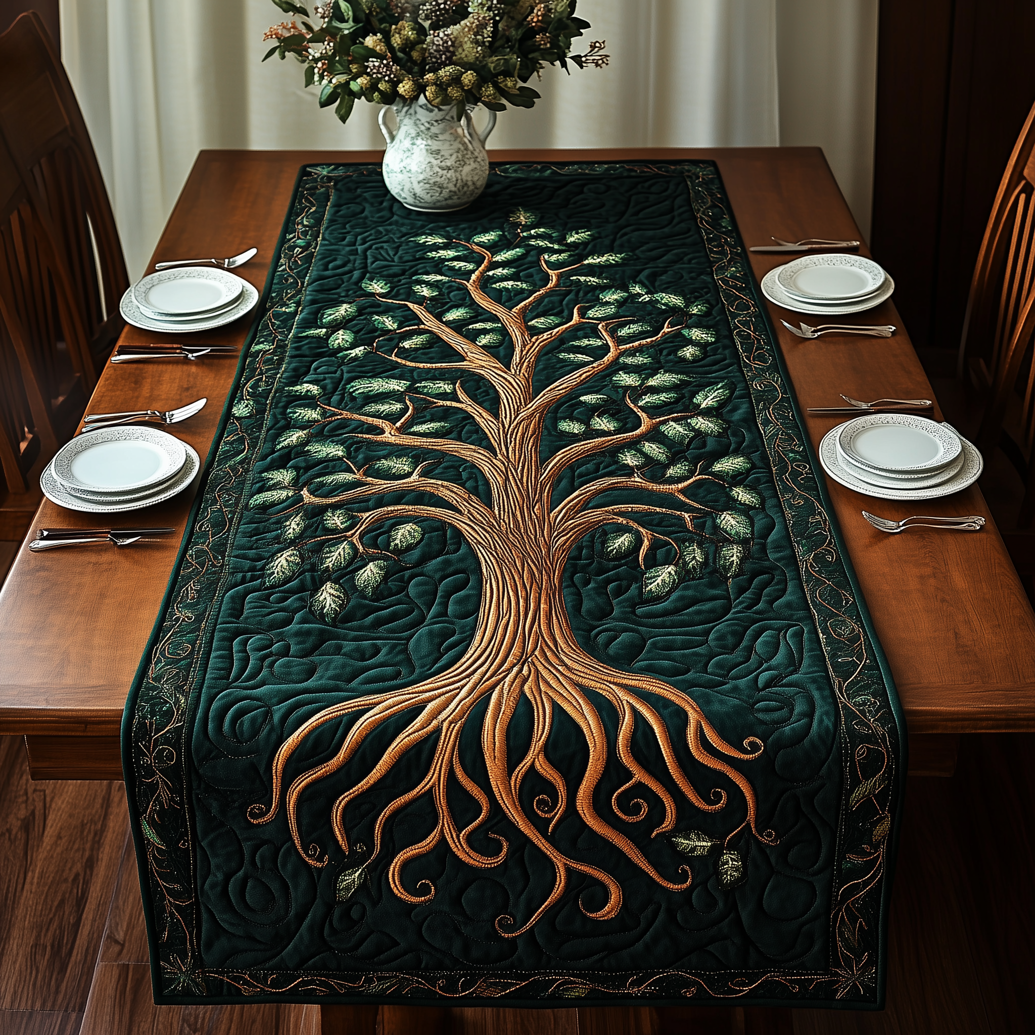 Ancient Celtic Tree Of Life Quilted Table Runner Dinner Table Runner Tree Of Life Gifts For Women