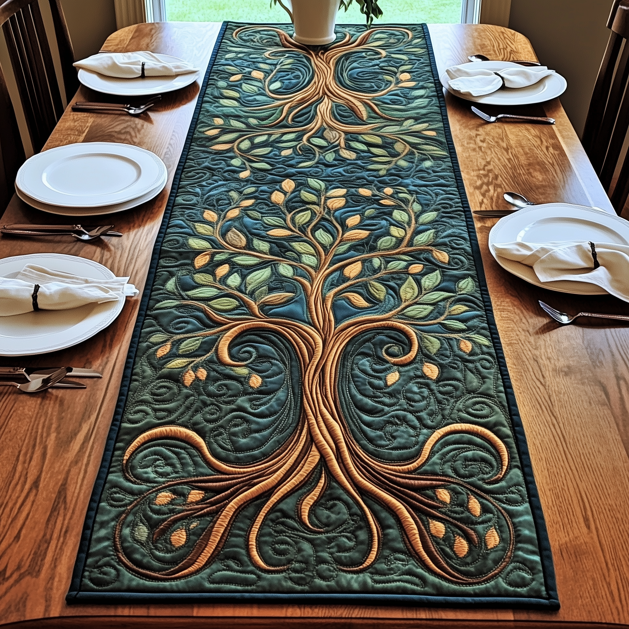Ancient Celtic Tree Of Life Quilted Table Runner Holiday Runner Dining Tree Of Life Gifts For Family
