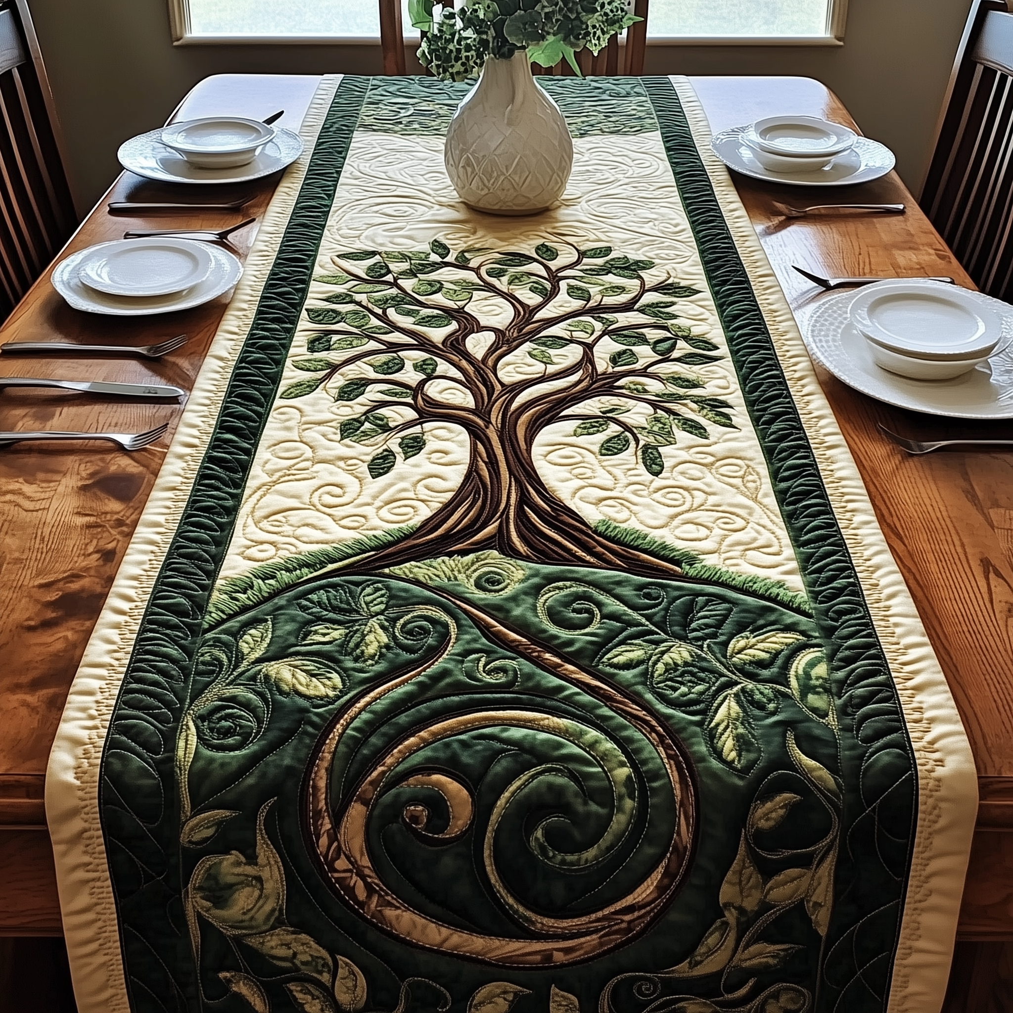 Ancient Celtic Tree Of Life Quilted Table Runner Table Mat Runner Tree Of Life Gifts For Him