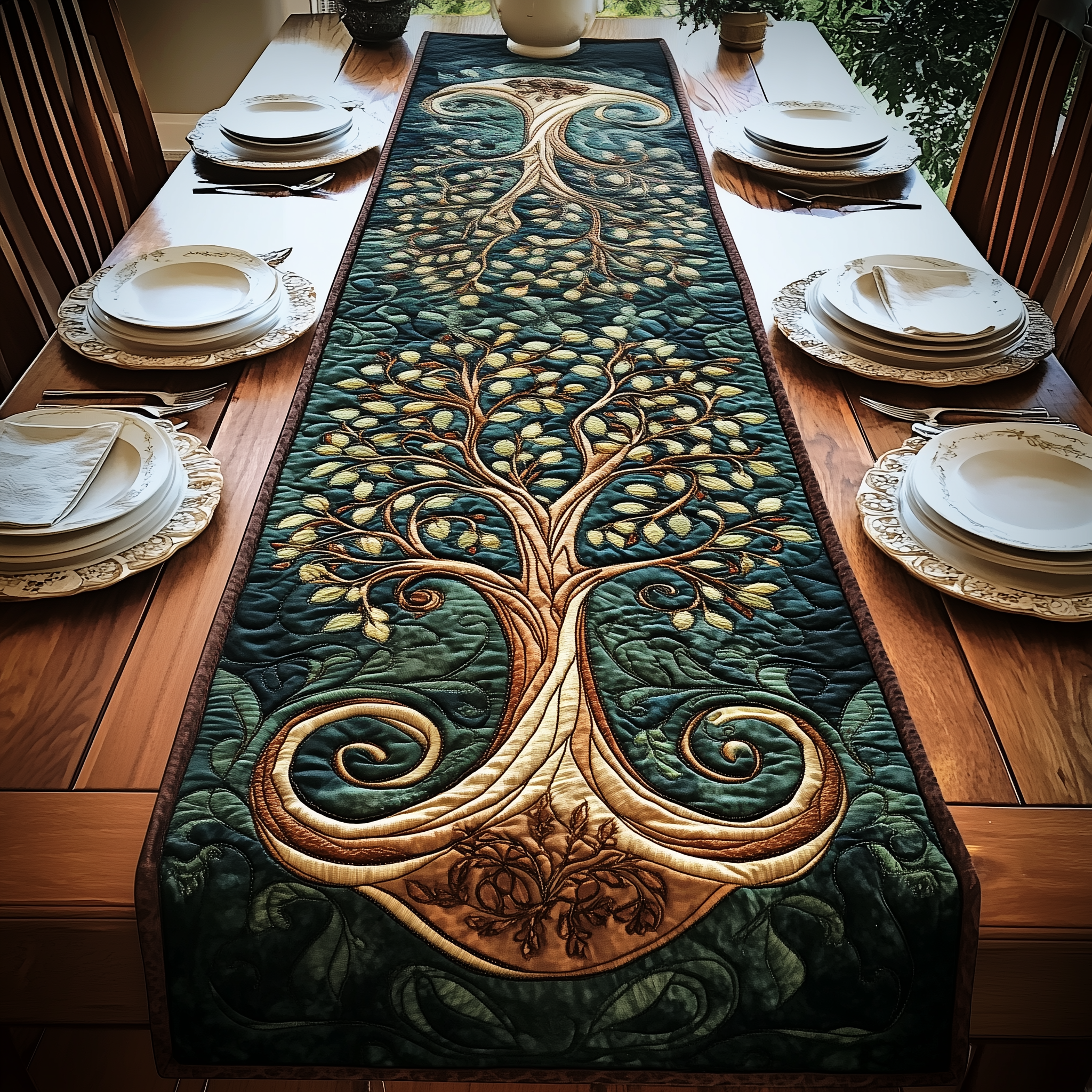 Ancient Celtic Tree Of Life Quilted Table Runner Unique Table Runner Tree Of Life Gifts For Parents