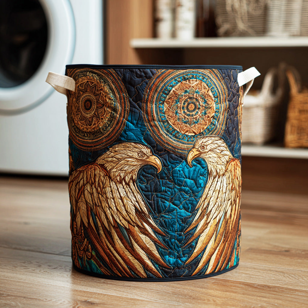 Ancient Feather Eagle Quilted Laundry Basket Foldable Clothes Hamper Native American Mom Gift ideas