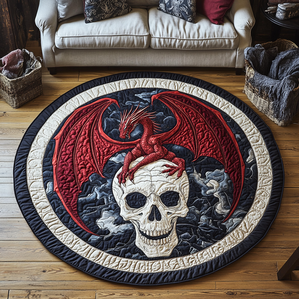 Ancient Flame Quilted Round Mat Room Decor Dragon Themed Gifts