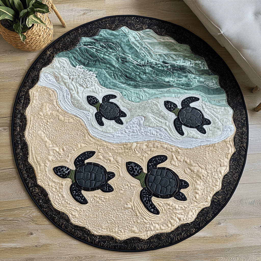 Ancient Glide Quilted Round Mat Living Room Decoration Turtle Present Ideas