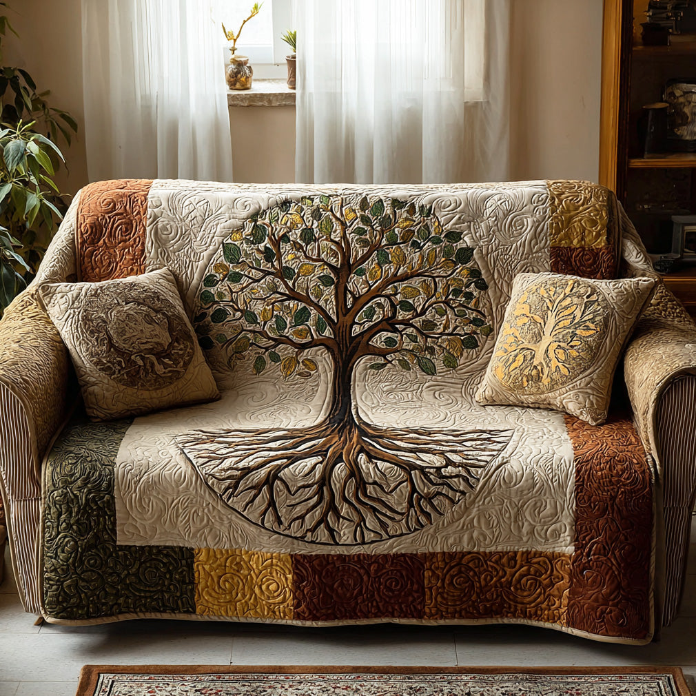 Ancient Roots Quilted Sofa Cover Couch Protector Tree Of Life Gifts For Women