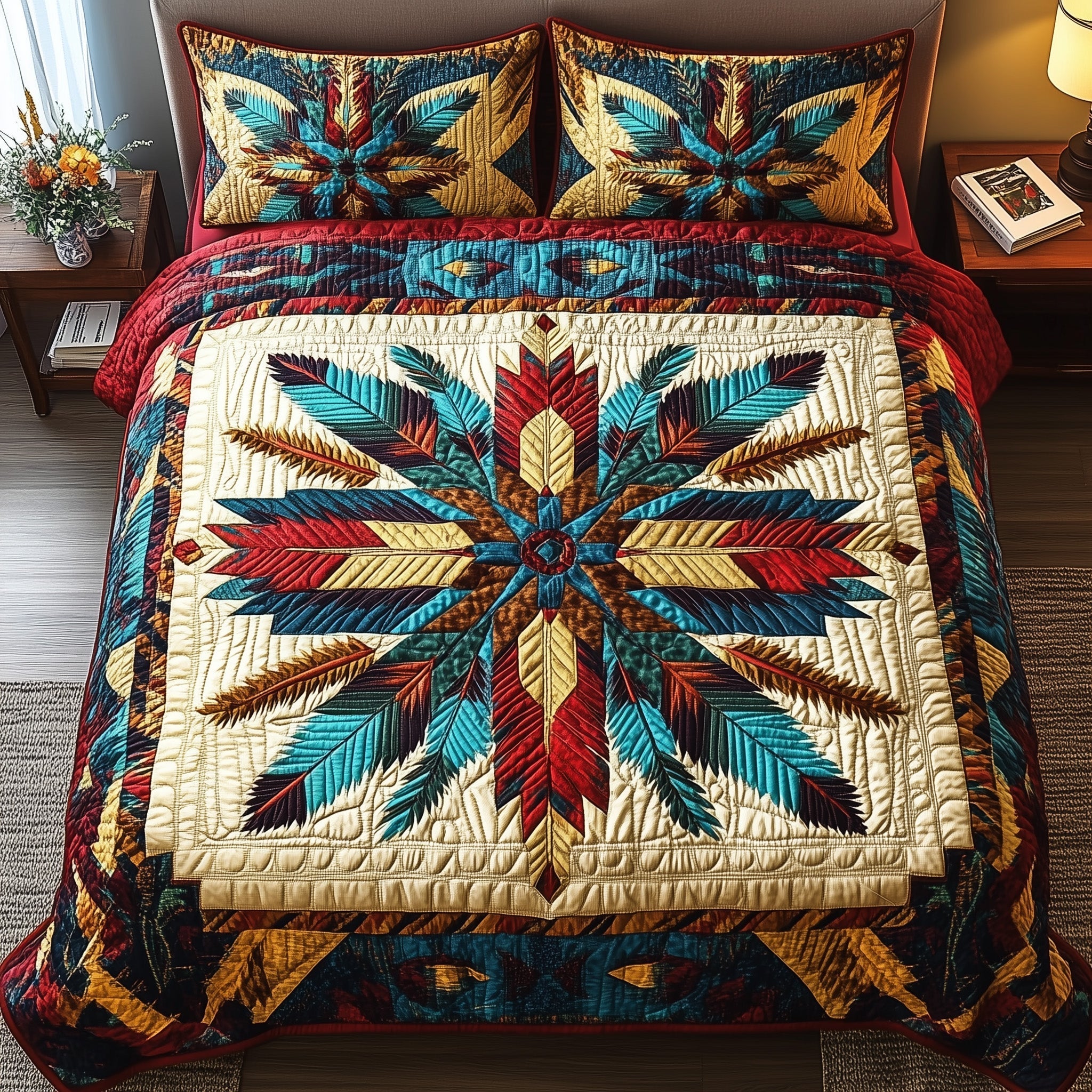Ancient Symbols Quilted Bedding Set Best Queen Sheets Native American Gifts Online