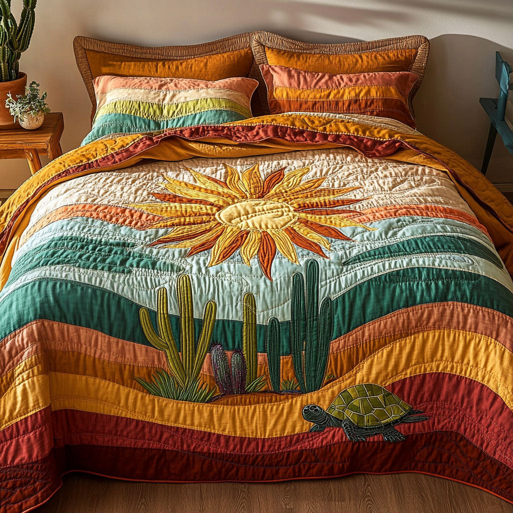 Ancient Trail Quilted Bedding Set Cute Bedroom Decor Succulent Gift For Him Her