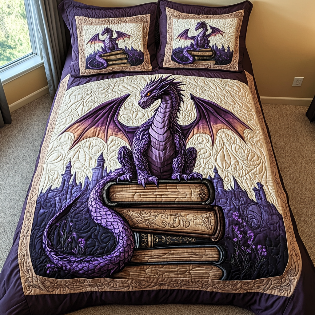 Ancient Watcher Quilted Bedding Set Bed Sheet Set Unique Dragon Gifts