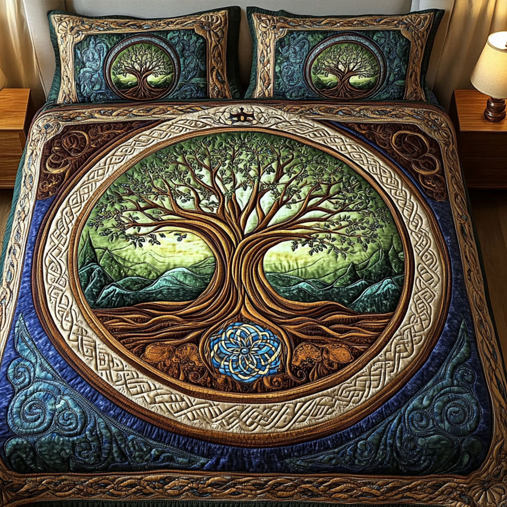 Ancient Weave Quilted Bedding Set Bed Decorations Tree Of Life Gifts For Parents