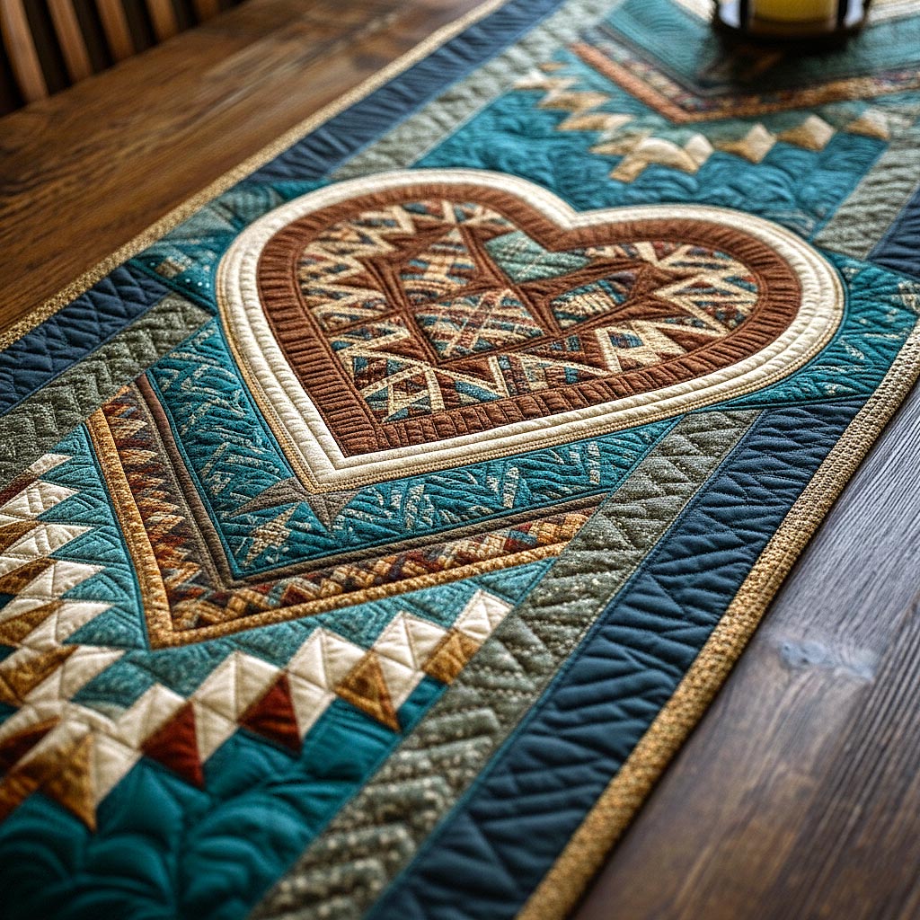 Ancient Weave Quilted Table Runner Holiday Runner Dining Native American Gifts