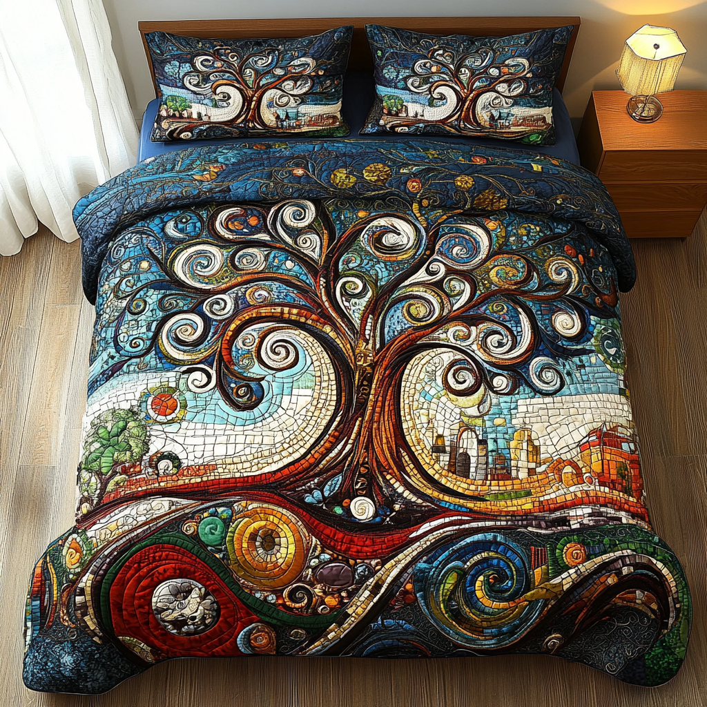 Ancient Wisdom Quilted Bedding Set Best Comforter Sets Tree Of Life Gifts For Grangarents