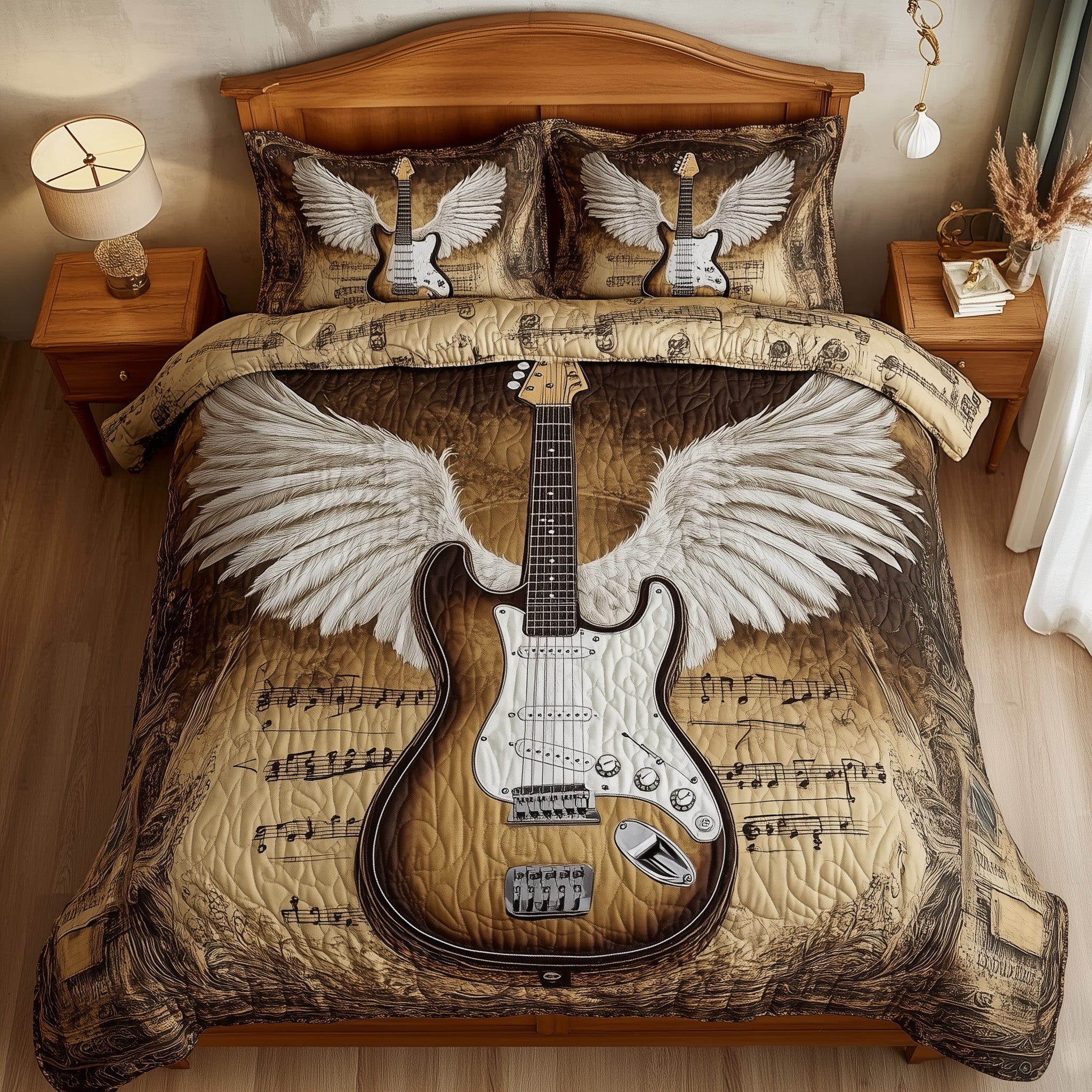 Angle Guitar Quilted Bedding Set Bedroom Decor Ideas Present Ideas For Guitarists