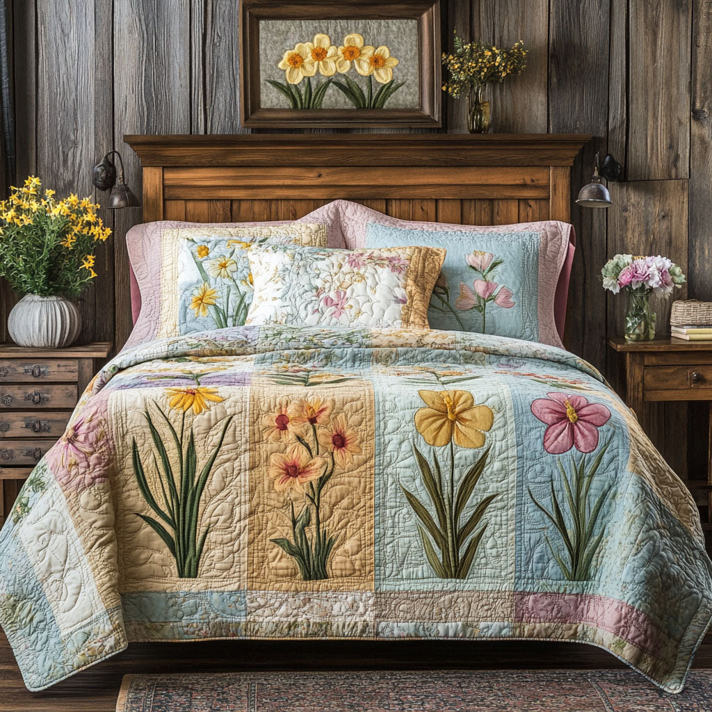 Antique Blossom Quilted Bedding Set Best Comforter Sets Meaningful Father's Day Gifts