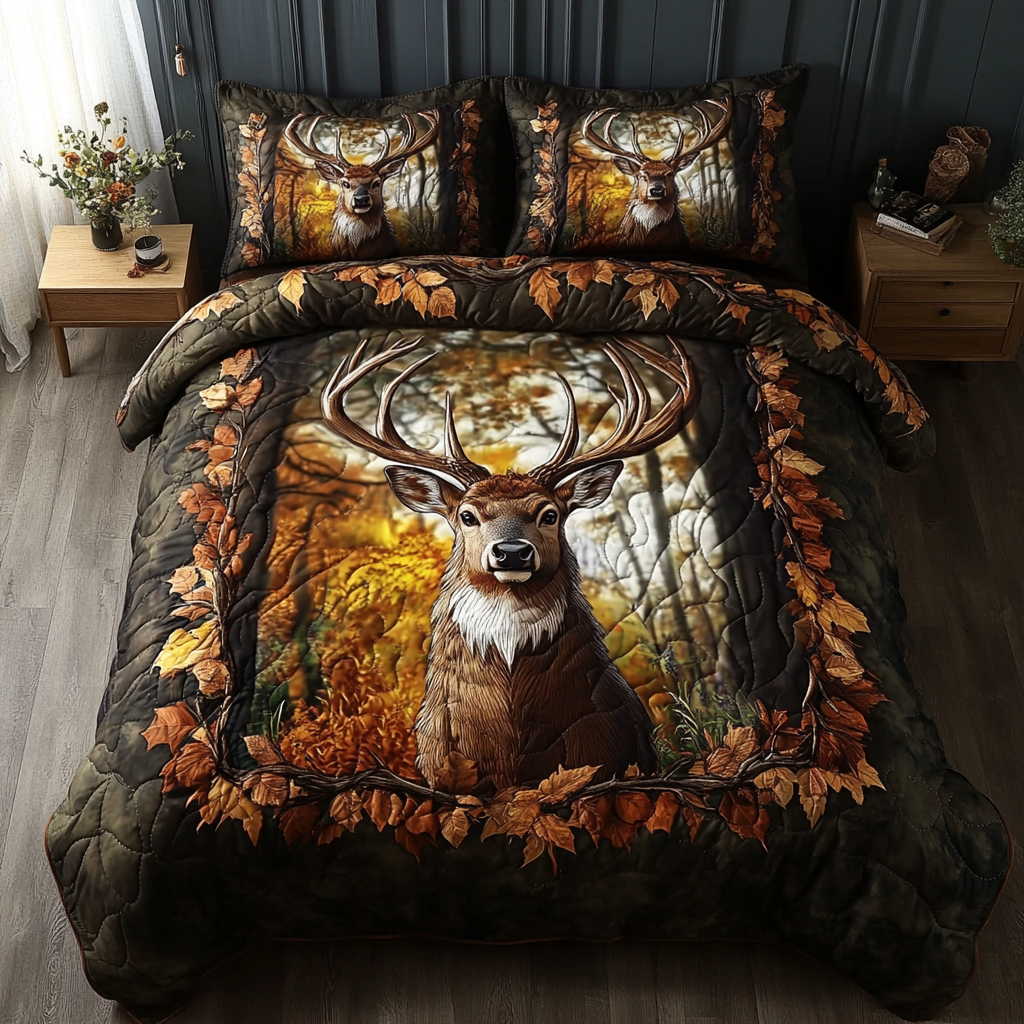 Antler Charm Quilted Bedding Set Cute Queen Bed Sheets Awesome Birthday Gift Ideas