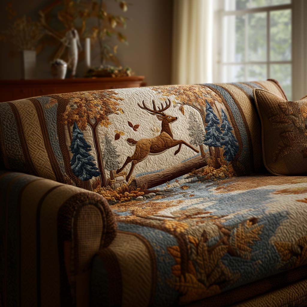 Antler Majesty Quilted Sofa Cover Cute Sofa Slipcovers Great Gifts For Deer Hunters