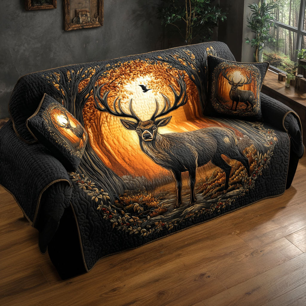 Antler Path Quilted Sofa Cover Furniture Protectors For Sofas 4Th Of July Gifts