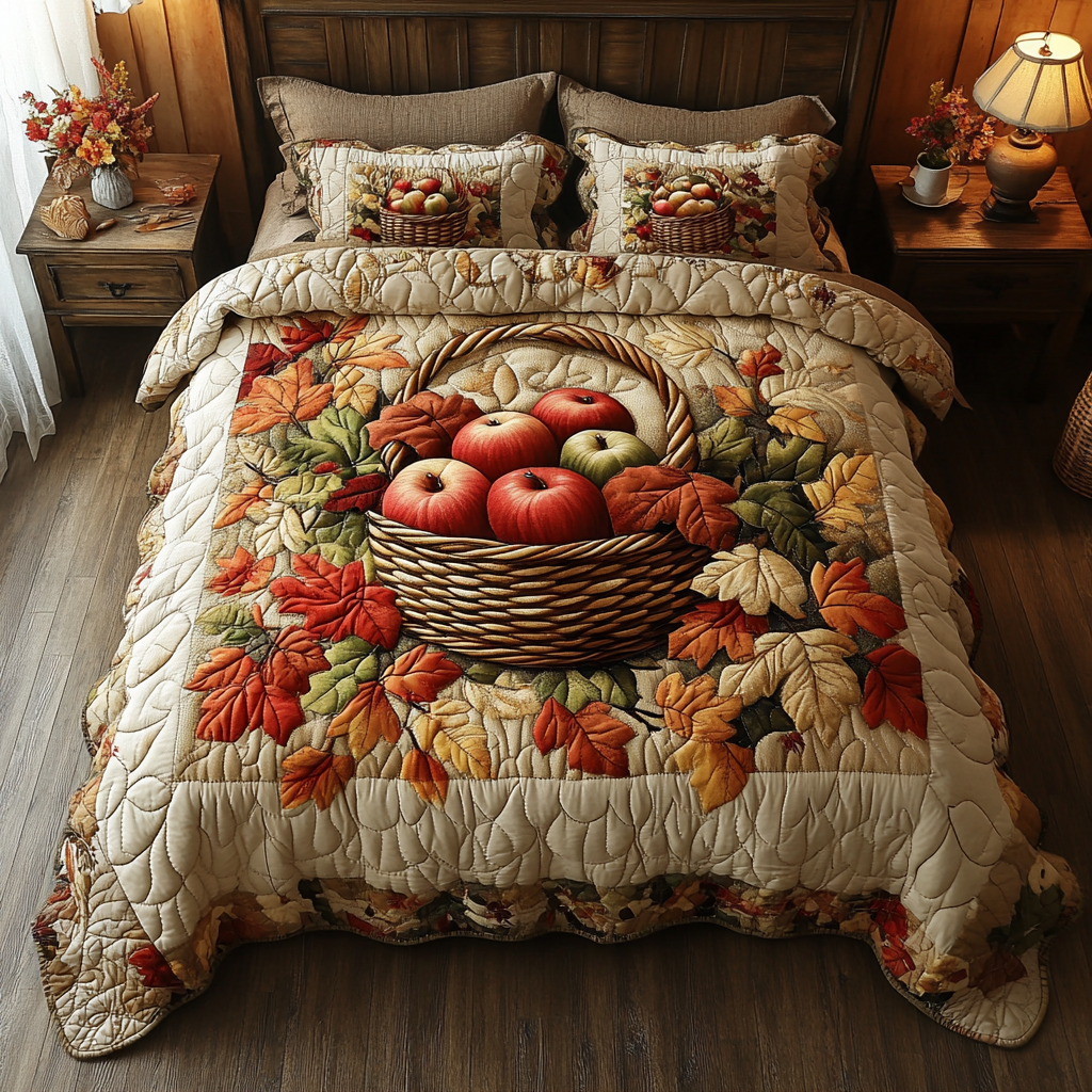 Apple Harvest Quilted Bedding Set Bedspread Set Gifts For Father's Day From Son