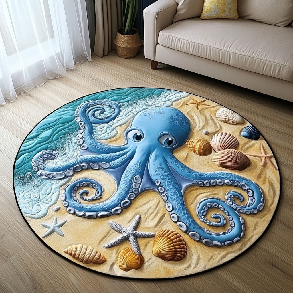Aqua Charm Quilted Round Mat Home Decor Shop Summer Beach Themed Stuff