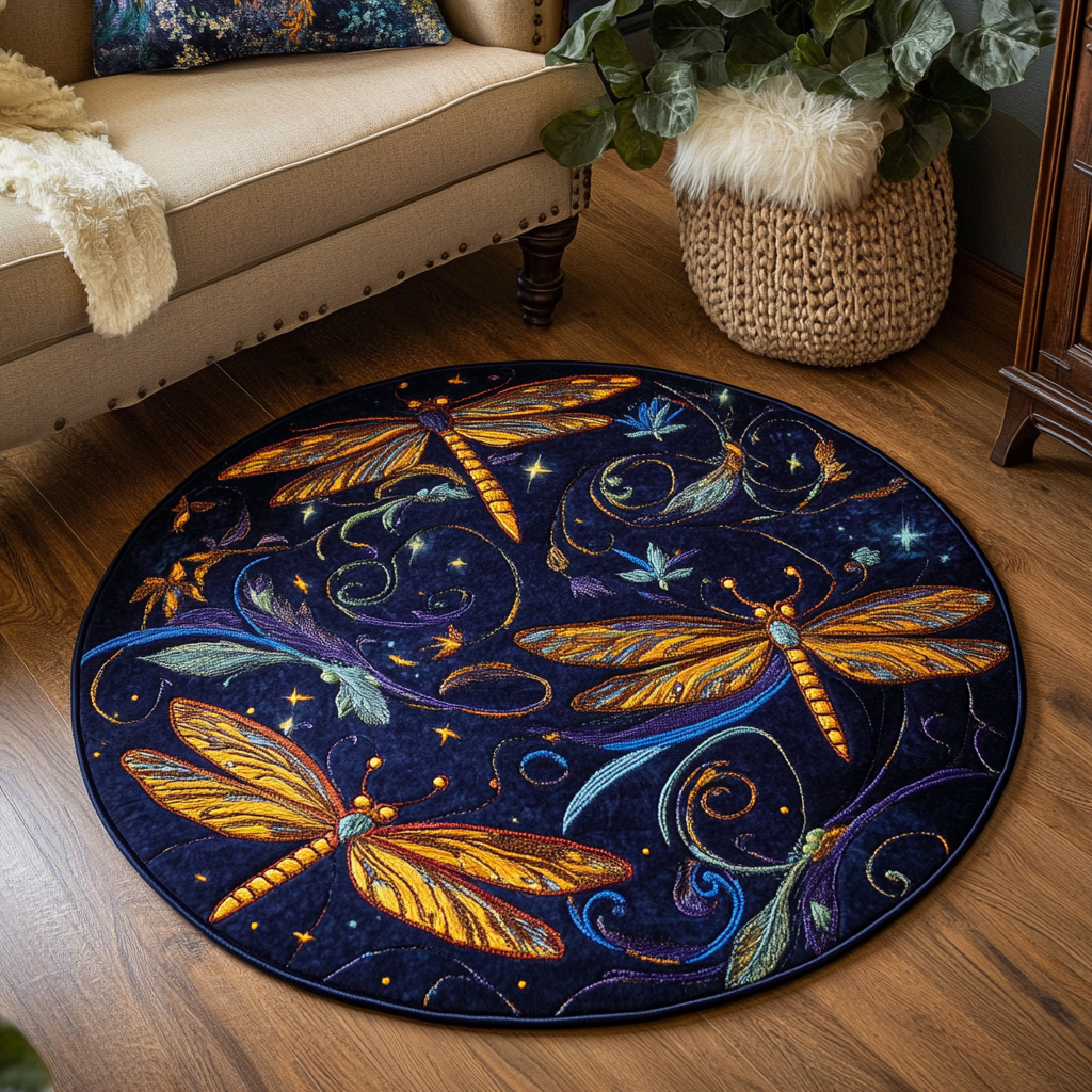 Aqua Dancer Quilted Round Mat Large Round Rugs For Living Room Dragon Presents